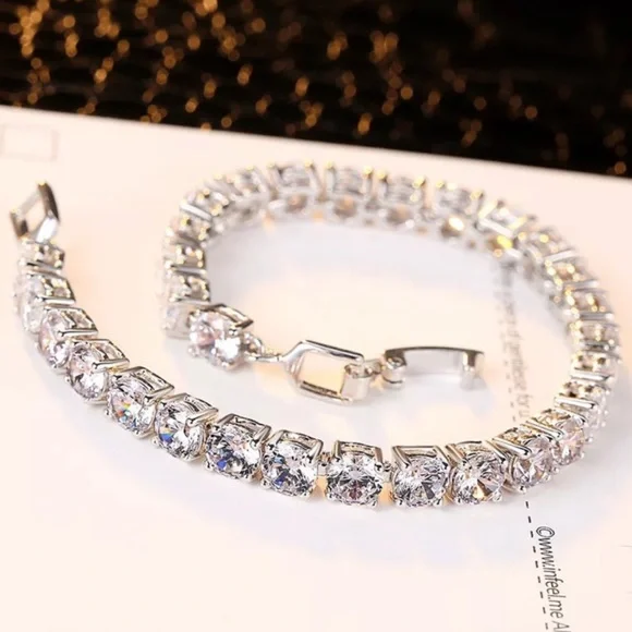 NEW TENNIS BRACELET DIAMOND 925 STERLING SILVER, NICE BRACELET, CUTE BRACELET - Picture 4 of 6
